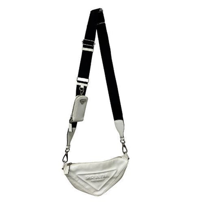 Prada Shoulder Bag Leather Triangle 1bh190 White