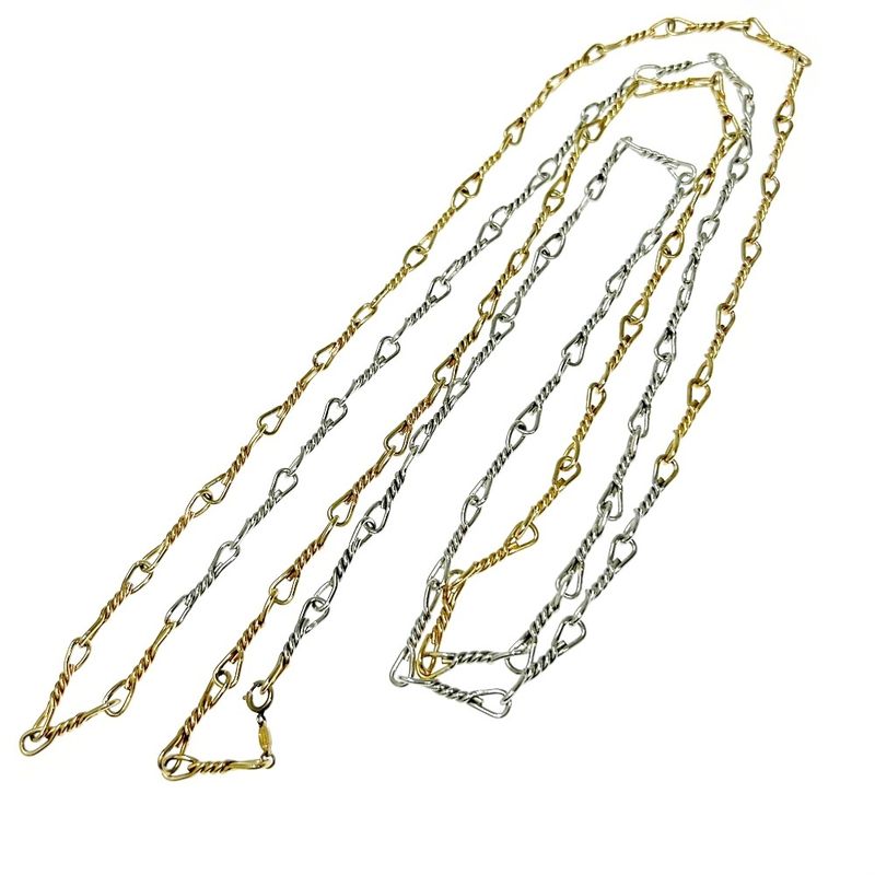 Christian Dior Metal Twisted Chain Long Necklace Gold Silver 346774 Necklace