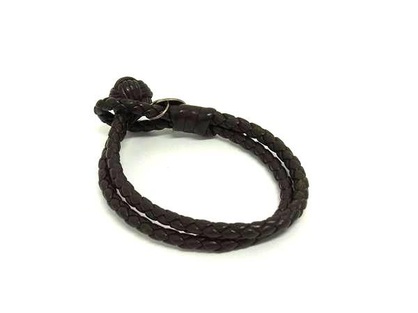 Bottega Veneta Intrecciato Leather Bracelet Accessory Brown Fs4041