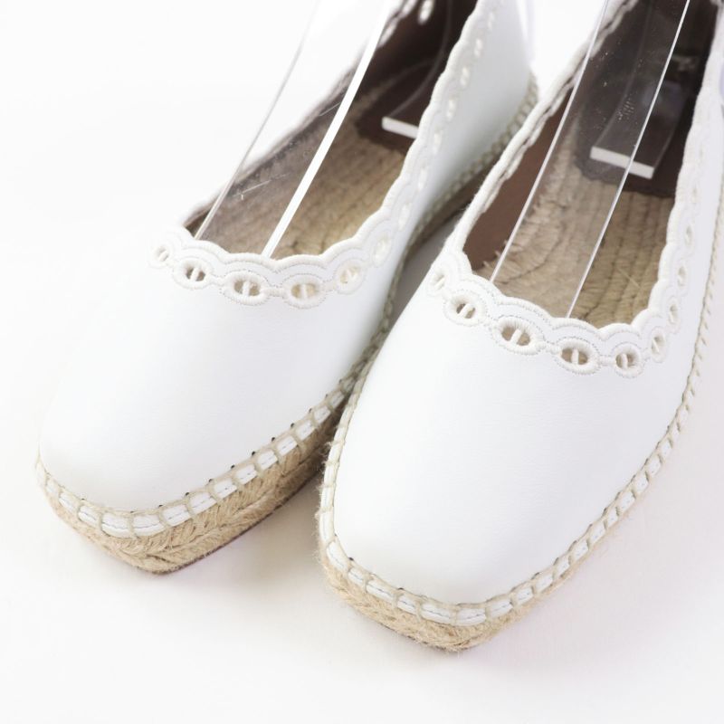 Hermes Guapa Chaine D'ancre Espadrilles Leather Shoes White 36 With Box And