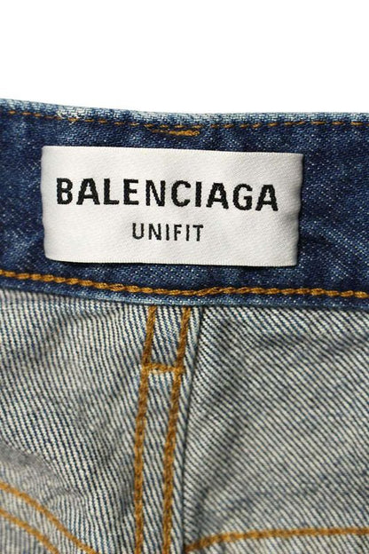 Balenciaga 659999 Tbp48 Damaged Crushed Straight Denim Pants Men's XXS