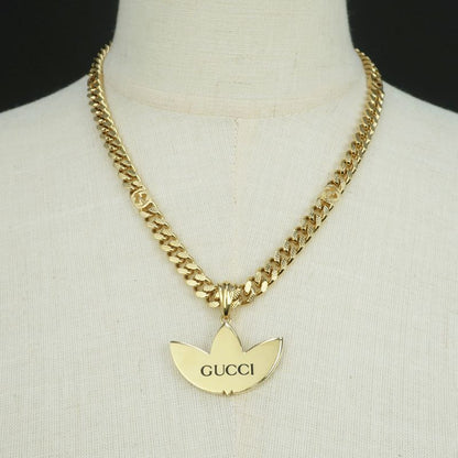 Gucci Adidas Collaboration Necklace Trefoil Golmette Chain Gold Black