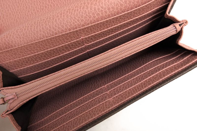 Gucci Long Wallet Women Leather Genuine Gray 354496 Swing with Coin Purse