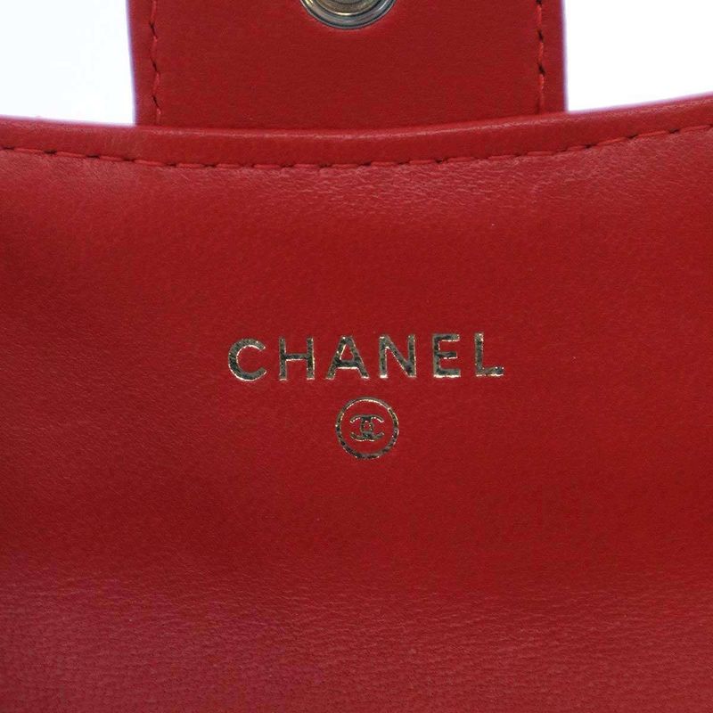 Chanel 2018 Card Case Coco Mark Classic Flap Card Case Red