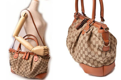 Gucci Tote Shoulder Bag Gucci 2-way Bag GG Brown Beige Light Brown 285730