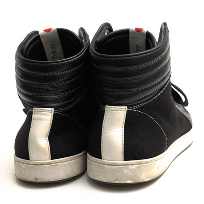 Gucci Shoes Sneakers Shoes High Cut Men Cotton Canvas Leather Black 254918