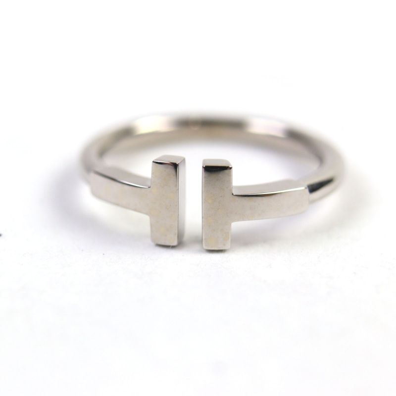 Tiffany & Co T-wire Ring 18K White Gold Accessory Ring Silver Size 7 Equivalent