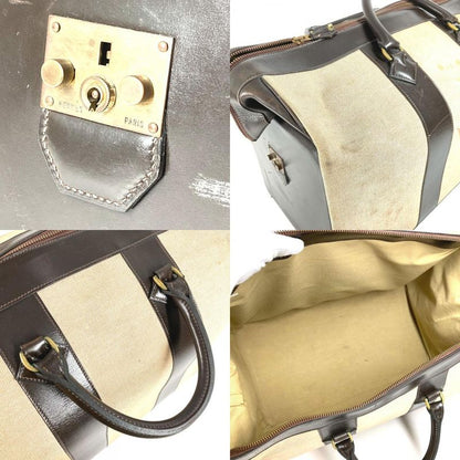 Hermes Boston Bag Leather / Canvas Beige