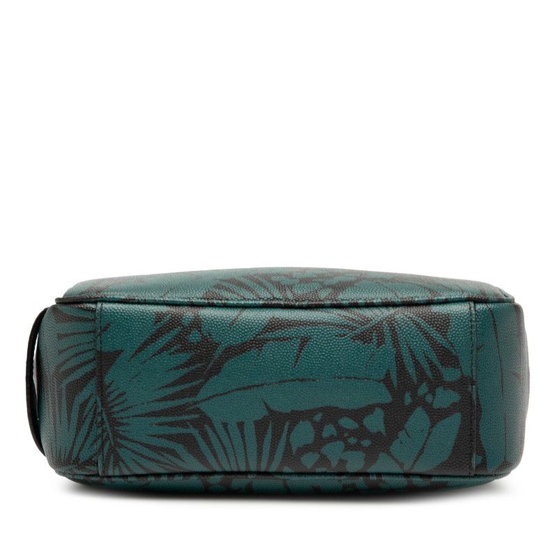 Saint Laurent Botanical Motif 650125 Black Green Leather Women's Saint Laurent