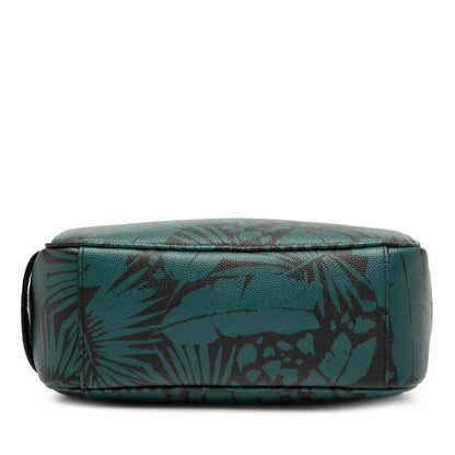 Saint Laurent Botanical Motif 650125 Black Green Leather Women's Saint Laurent