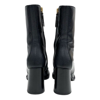 Gucci Boots Short Boots Shoes Leather Black Gold Chain Belt