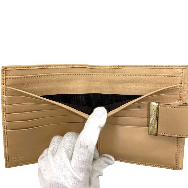 Gucci Fold Wallet With Beige Stripe Line 212090 Double Hook
