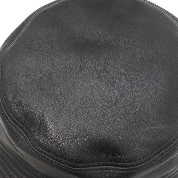 Loewe Hat Fisherman Hat Lambskin Leather Black #57 Silver Hardware Black Hat