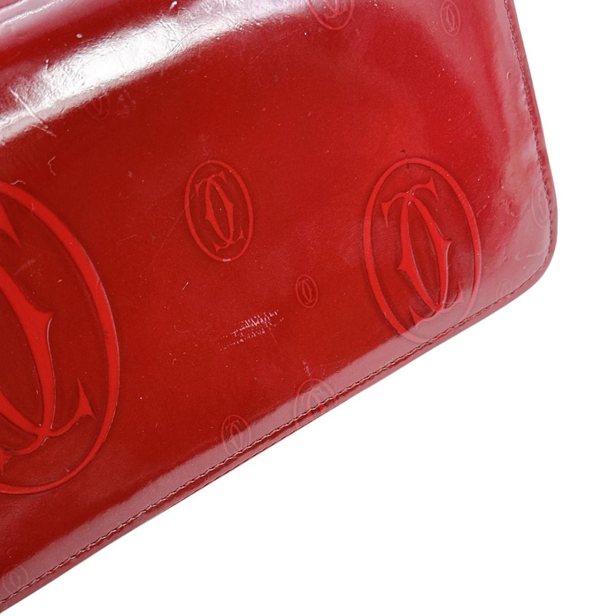 Cartier 2 C Motif Long Wallet Round Zipper Red