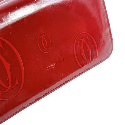 Cartier 2 C Motif Long Wallet Round Zipper Red