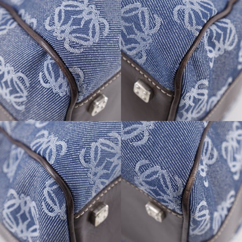 Loewe Anagram Mini Boston Denim Blue Women's Handbag