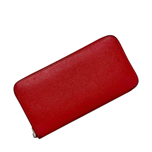 Hermes Round Zipper Long Wallet Azap Silk Quin Red