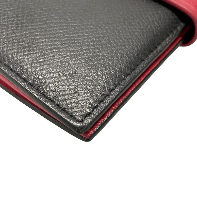 Celine Bifold Wallet Medium Strap Wallet Black And Pink Leather