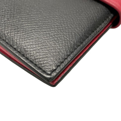 Celine Bifold Wallet Medium Strap Wallet Black And Pink Leather