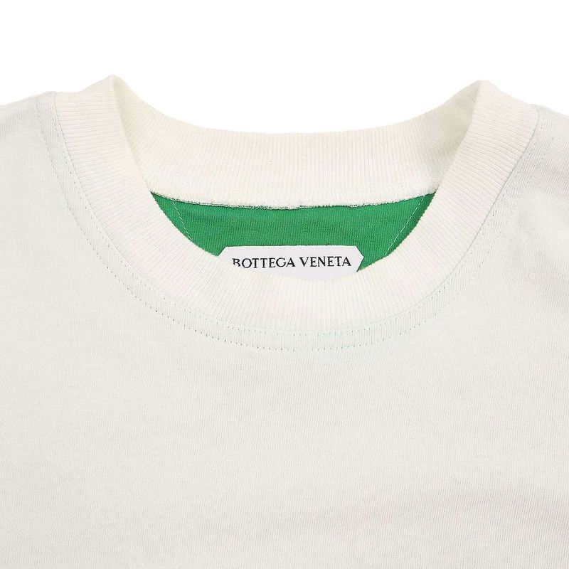 Bottega Veneta 2 Tone Crew Neck T-Shirt 702429 V16e0 White Green XS