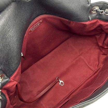 Chanel Shoulder Bag Chain Shoulder Caviar Skin Black Silver Hardware Coco Mark