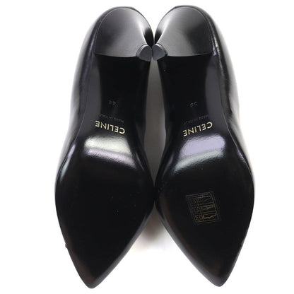 Celine 790810 Metal Toe Leather Pumps Black Silver 35 Storage With Bag Made In