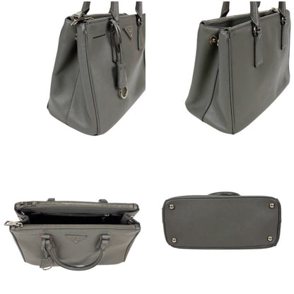 Prada Galleria 2WAY Mini Tote Shoulder Bag Saffiano Leather Light Gray