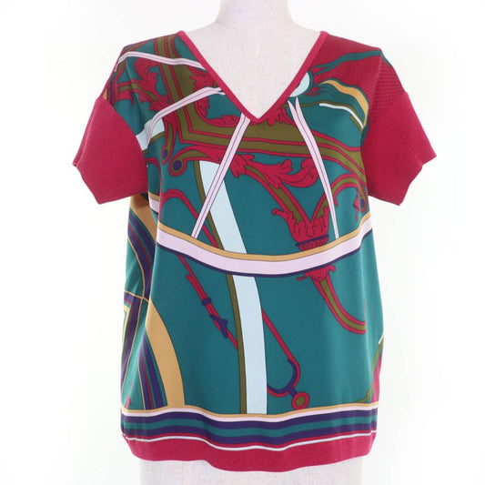 Hermes George Washington's Carriage 100% Silk Twill Raine Short Sleeve Knit