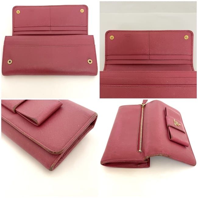 Prada Bifold Long Wallet Pink 1m1132 Wallet Saffiano Leather