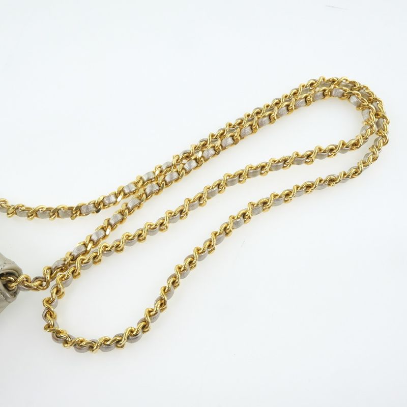 Chanel Chain Pochette Micro Matelasse Calf Silver Ladies Shoulder Bag