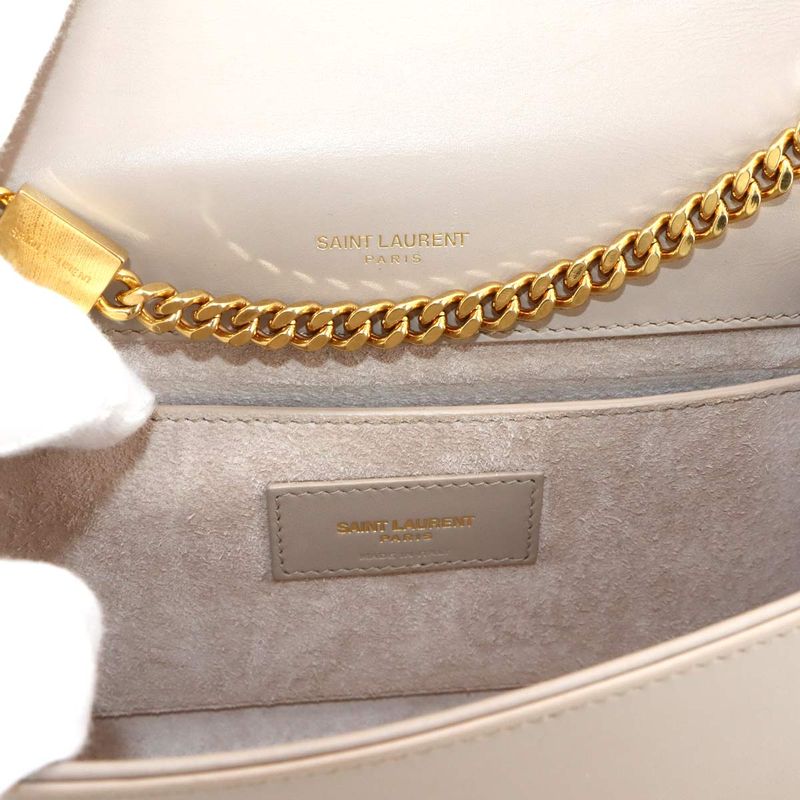 Saint Laurent Kate Small Chain Shoulder Bag Leather Beige 474366 90295375