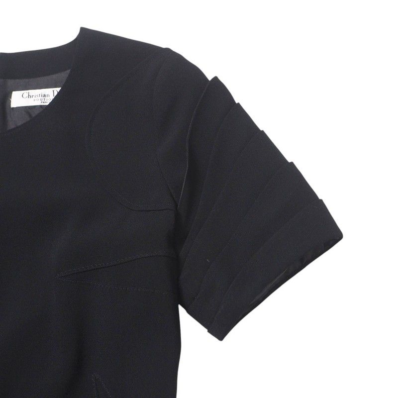 Christian DIOR Dress Size F34 Short Sleeves Dress Black Made In France