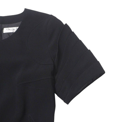 Christian DIOR Dress Size F34 Short Sleeves Dress Black Made In France