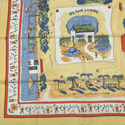 Hermes Carre 90 RE TOUR A LA Terre Homeward Bound Yellow 100% Silk Scarf