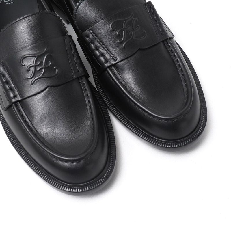 Fendi Loafers Size 40 Double F Zucca Logo Leather Shoes 20251027