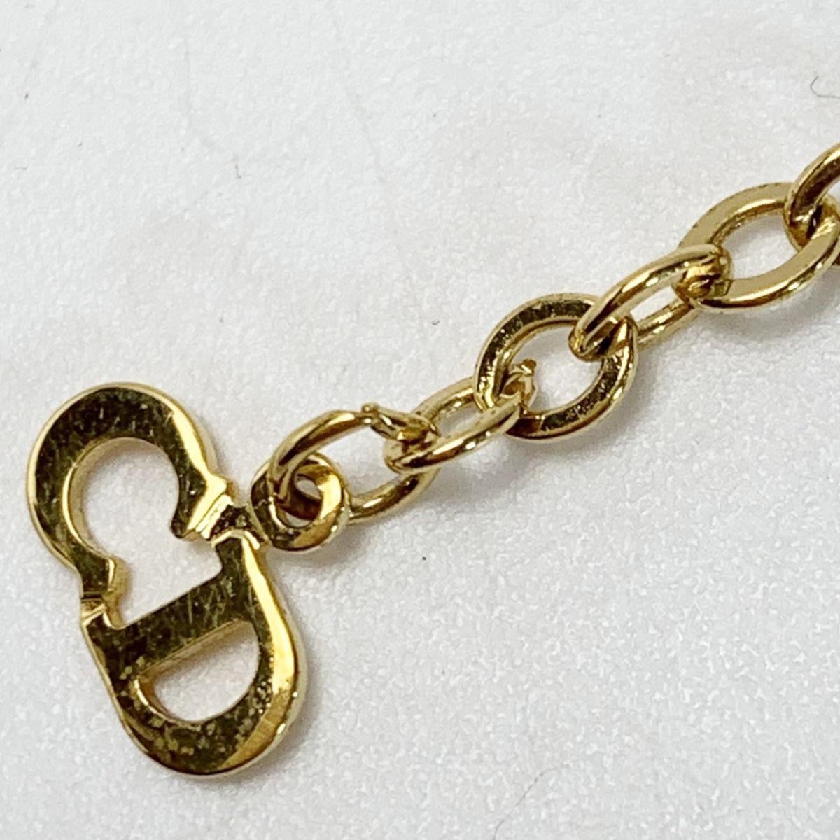 Christian Dior CD Logo GP Plated Rhinestone Gold Necklace Ladies