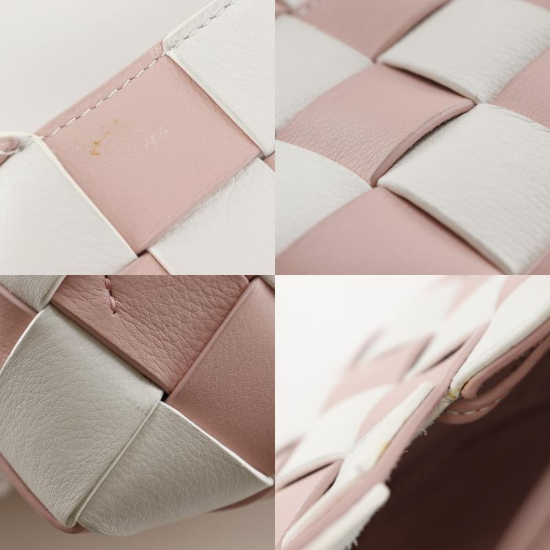 Loewe Woven Basket Small 2WAY Shoulder Calf Pink/white Women's Handbag