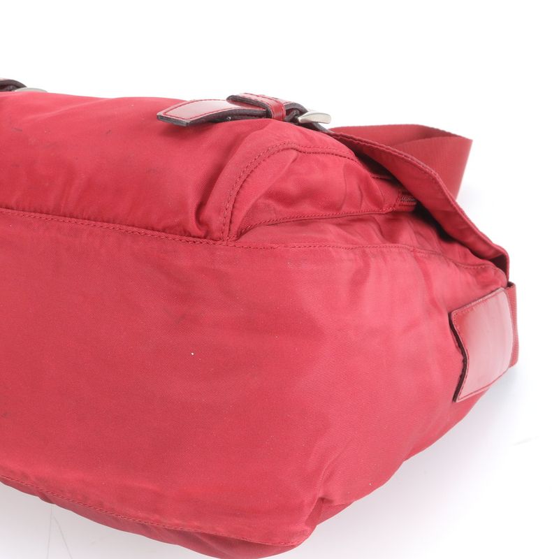 Prada Tessuto Nylon Triangle Logo Leather Shoulder Bag Crossbody Messenger