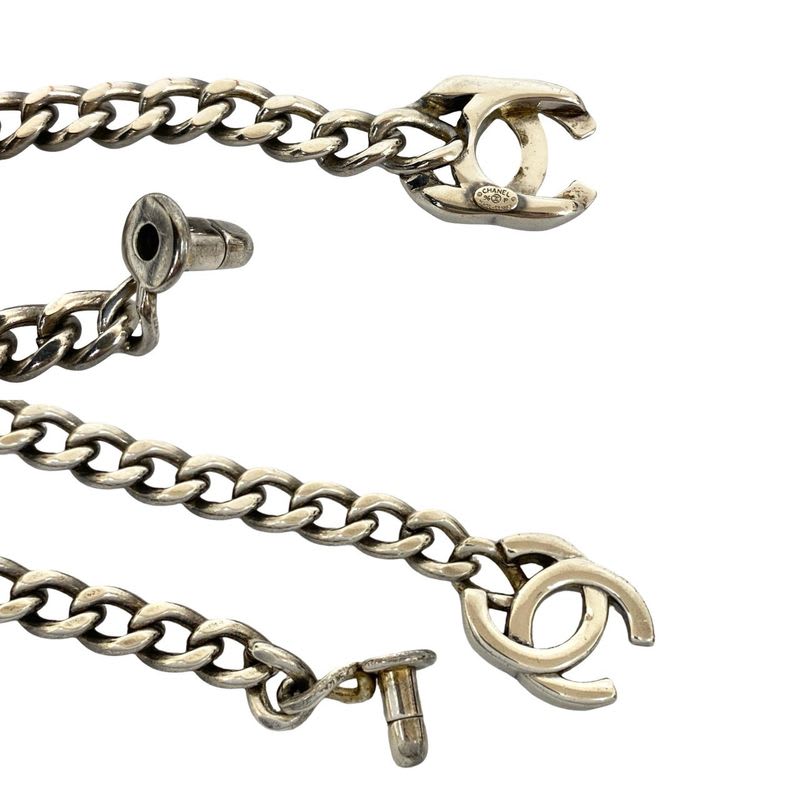 Chanel Turnlock Bracelet Coco Mark Silver Plated Chain 96P