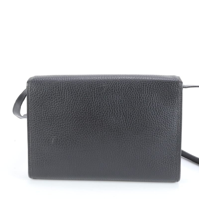 Vintage Christian Dior CD Logo Leather Shoulder Bag Crossbody Black Women EUE