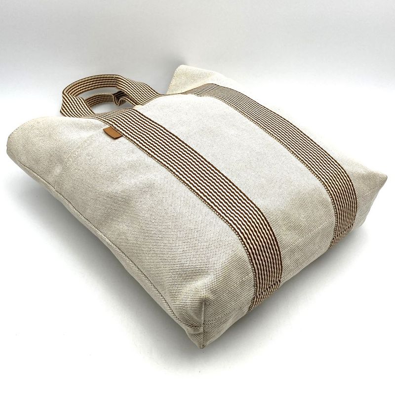 Hermes New Fourre Tout Tote Handbag Beige Brown Canvas Women Men Fashion