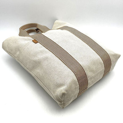 Hermes New Fourre Tout Tote Handbag Beige Brown Canvas Women Men Fashion