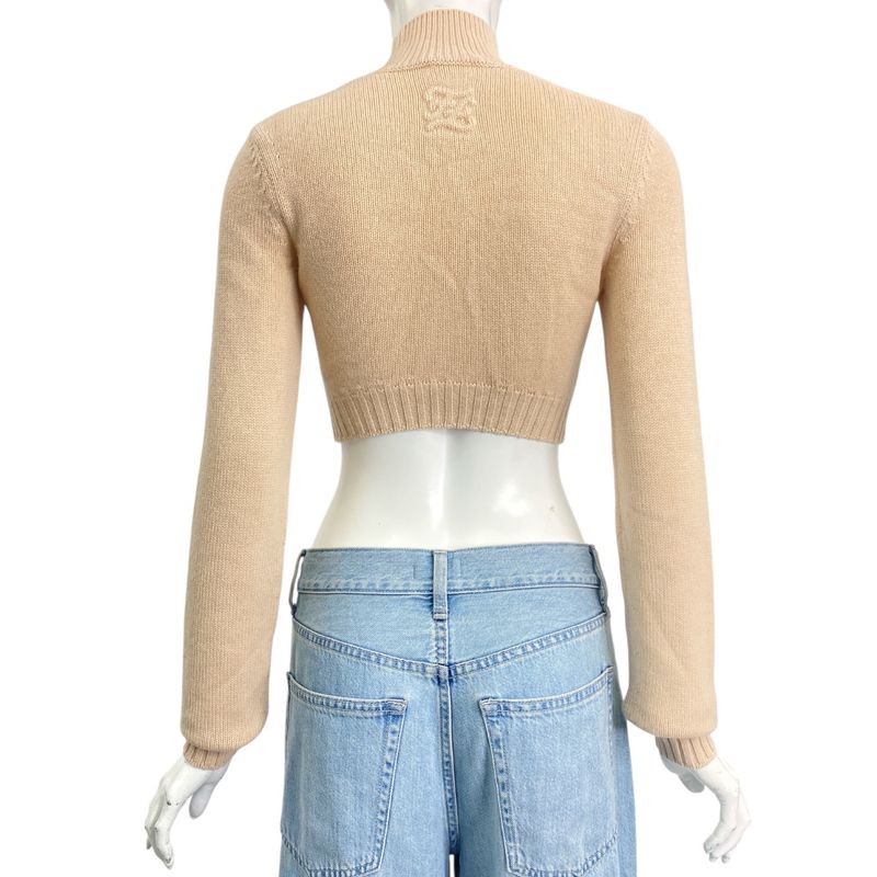 Fendi Sweater Knit Long Sleeves Logo Beige