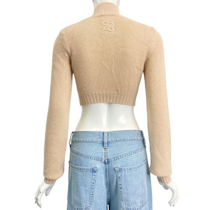 Fendi Sweater Knit Long Sleeves Logo Beige