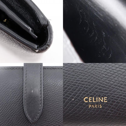 Celine Medium Strap Wallet Calf Black Ladies Bifold Wallet