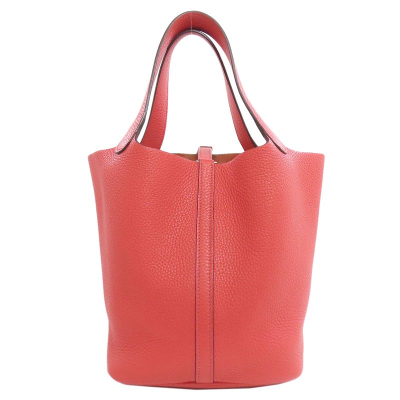 Hermes Picotin Lock MM Silver Hardware Handbag Taurillon Cles Mance Women