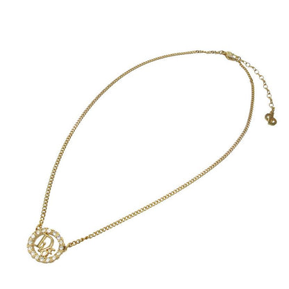 Christian Dior Vintage Logo Oval Necklace Metal Gold 0290 Christian Dior