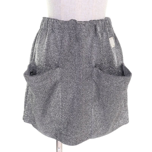 Louis Vuitton 23SS LV Logo Plate Pocket Design Lamé Knit Mini Skirt Silver XS
