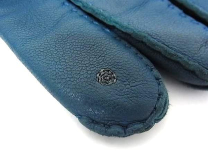 Hermes Serie Lambskin Gloves Gloves Size 8 Women's Blue Fj2923