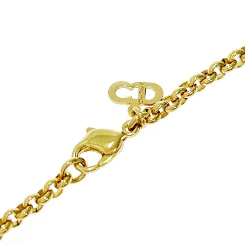 Christian Dior GP Rhinestone Dior Logo Necklace Women's Gold 363891 Necklace